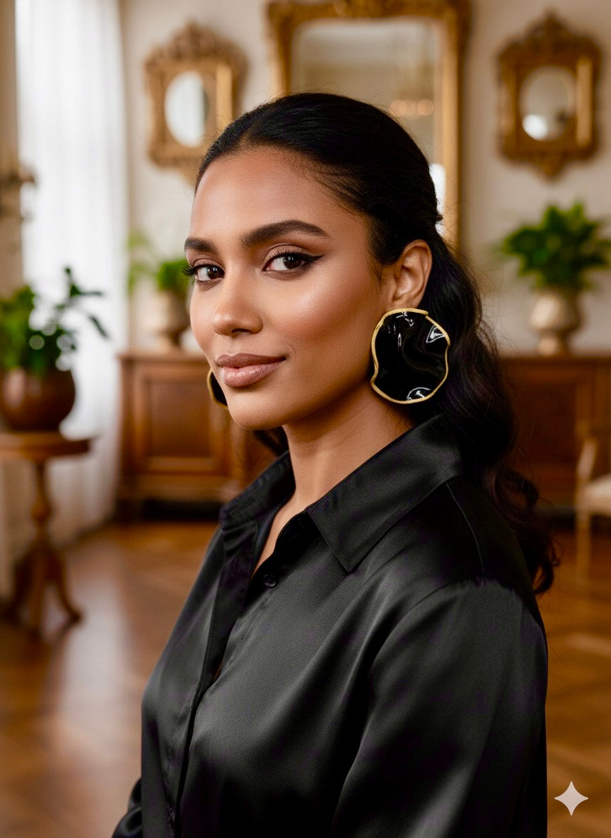 Amara - Handmade Polymer Clay Statement Earrings – Lightweight Wavy Stud Earrings | Bold Modern Art Jewelry