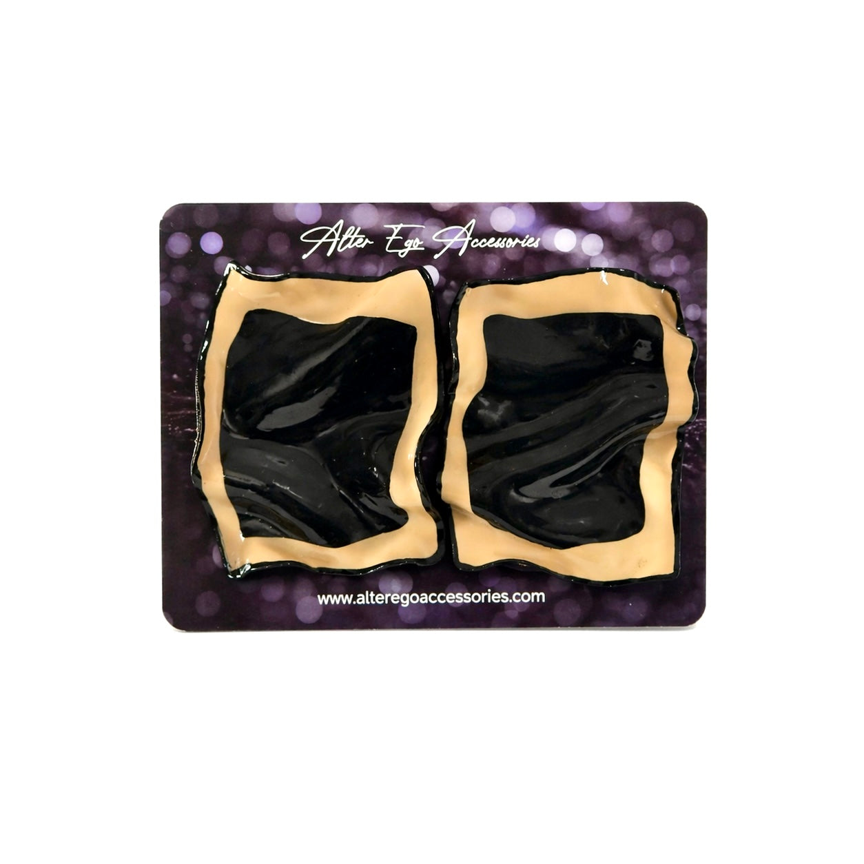 Noir Ripple Statement Earrings | Elemental Curve Collection | Black & Tan Polymer Clay | Stainless Steel Posts