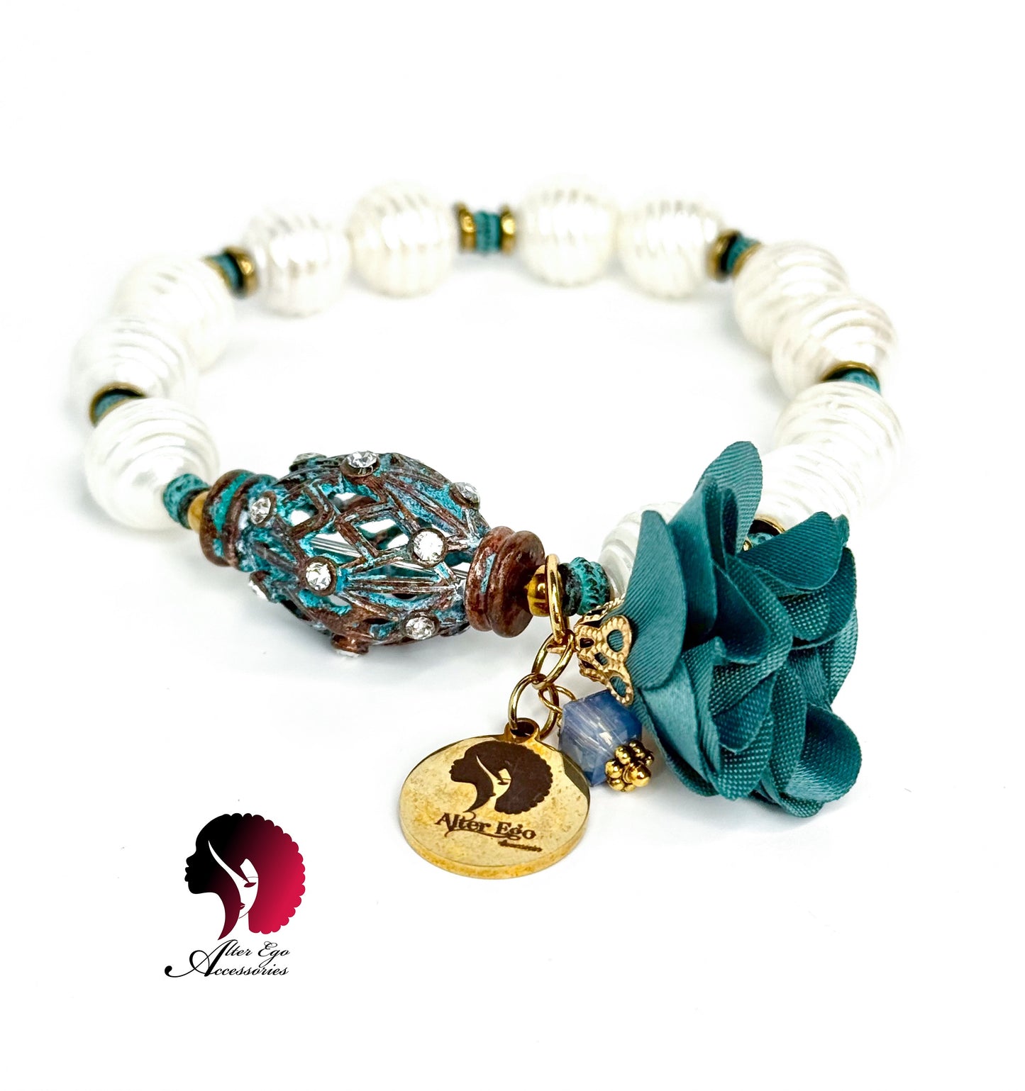 Mother of Patina | Natural Textured Pearl Beads | One Bracelet