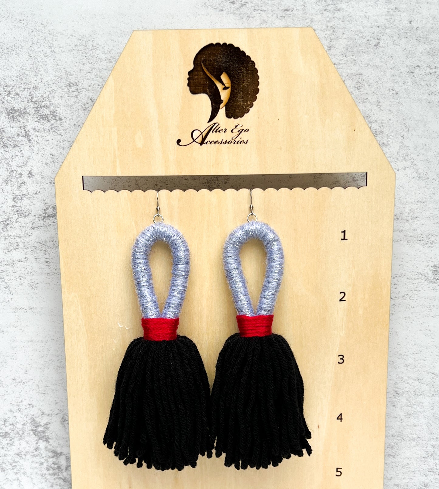 Black, Silver, & Red Earrings