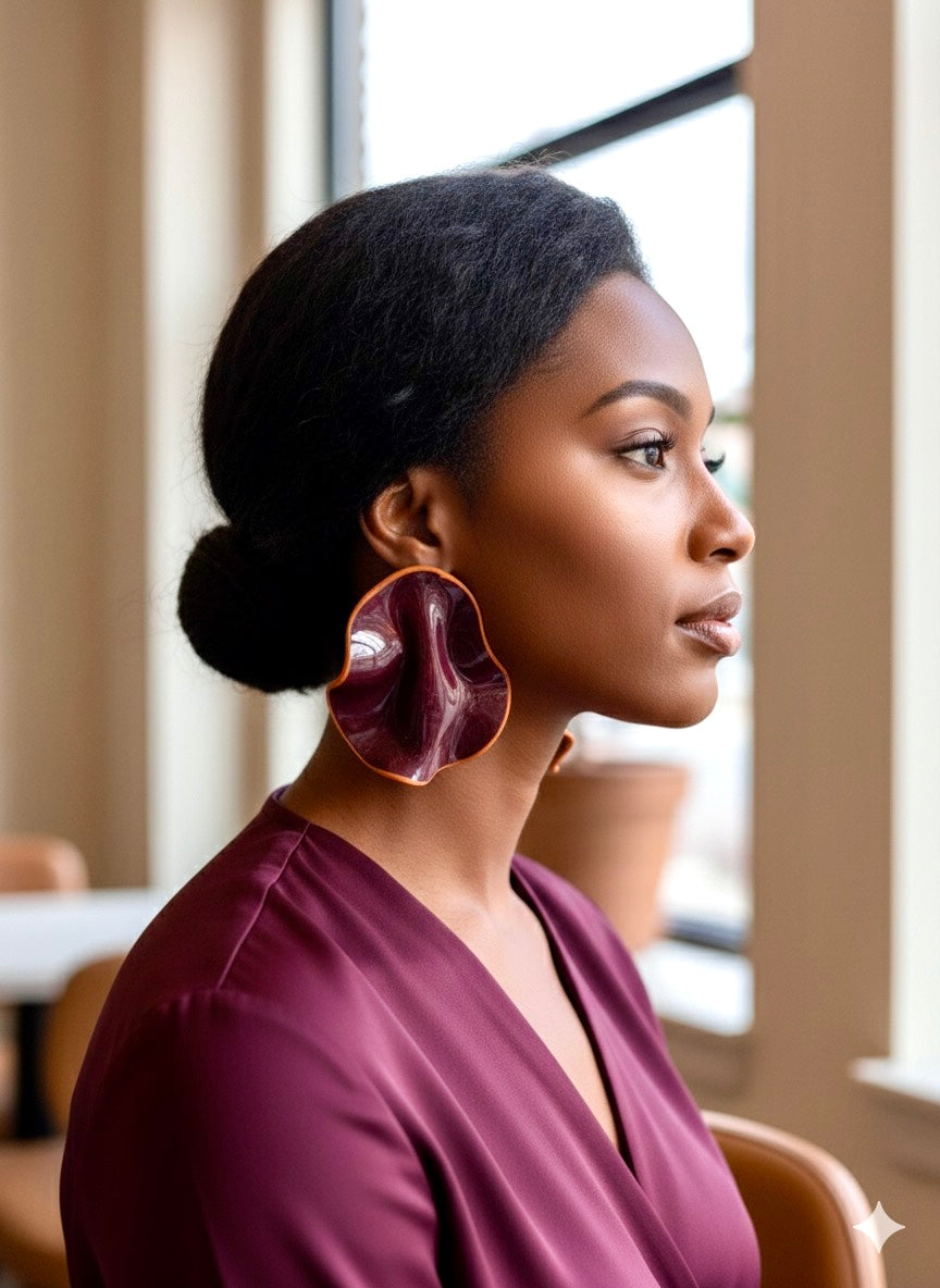 Amara - Handmade Polymer Clay Statement Earrings – Lightweight Wavy Stud Earrings | Bold Modern Art Jewelry