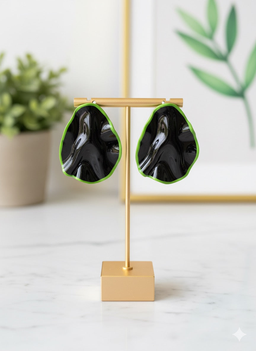 Amara - Handmade Polymer Clay Statement Earrings – Lightweight Wavy Stud Earrings | Bold Modern Art Jewelry