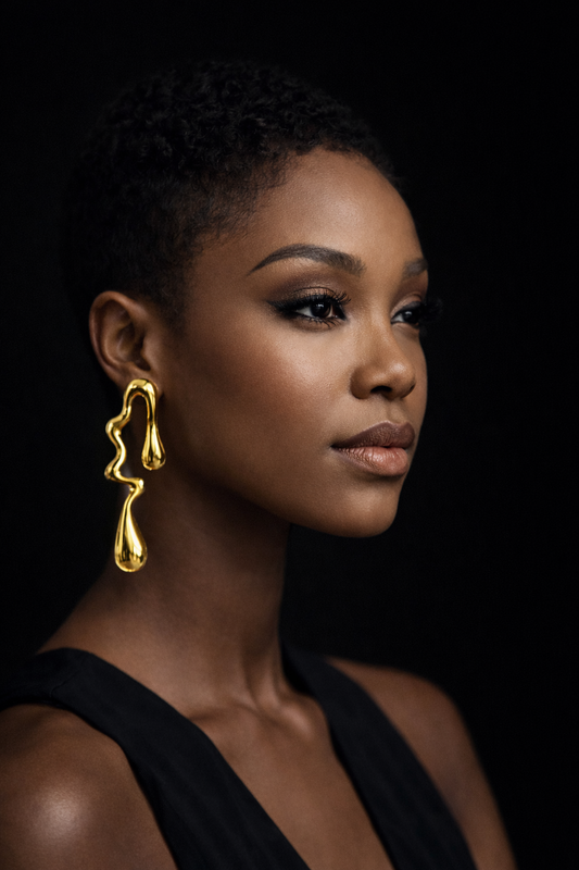 Alter Drip Sculptural Post Earrings – Abstract Liquid Drop Statement Earrings, 2.9in Hypoallergenic Base Metal (Gold & Silver)