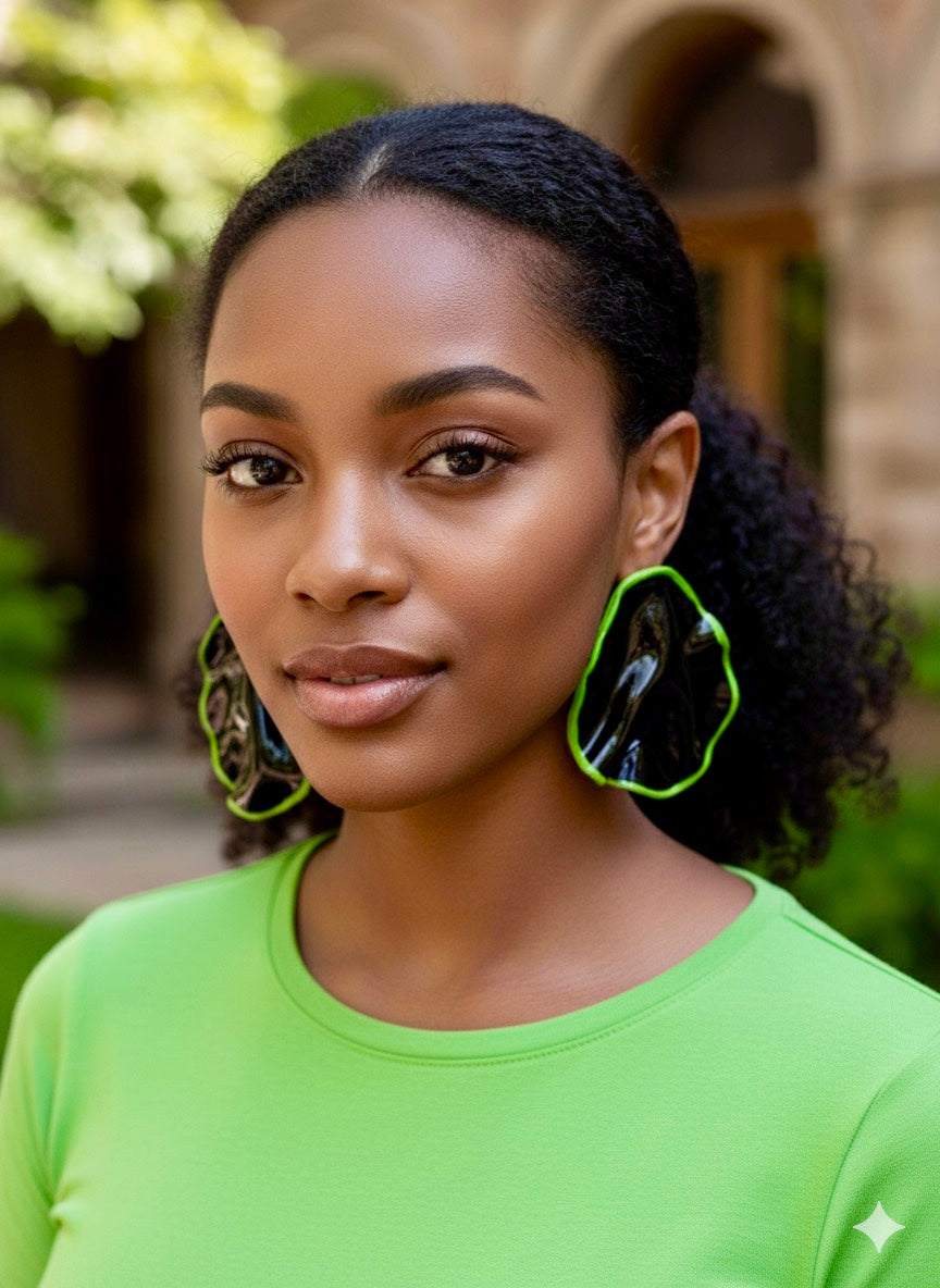 Amara - Handmade Polymer Clay Statement Earrings – Lightweight Wavy Stud Earrings | Bold Modern Art Jewelry