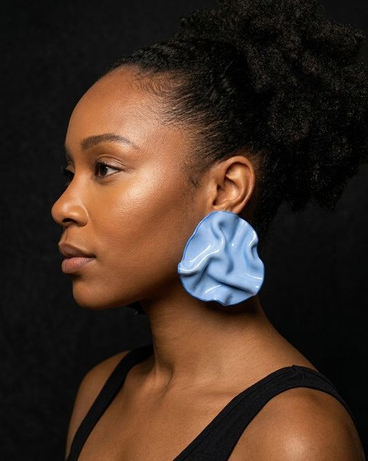 Aqua Muse Statement Earrings | Elemental Curve Collection | Polymer Clay | Stainless Steel Posts