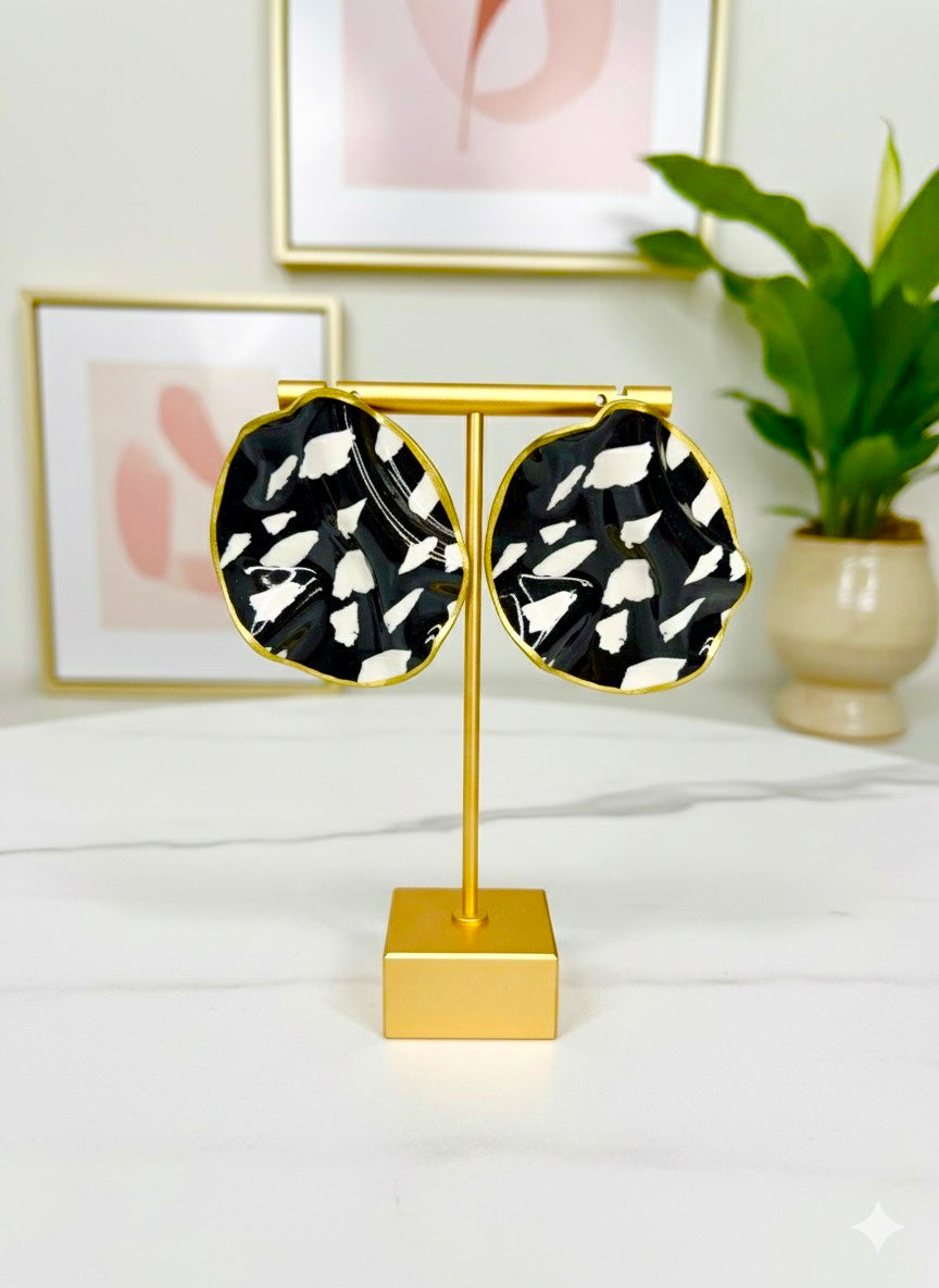 Amara - Handmade Polymer Clay Statement Earrings – Lightweight Wavy Stud Earrings | Bold Modern Art Jewelry