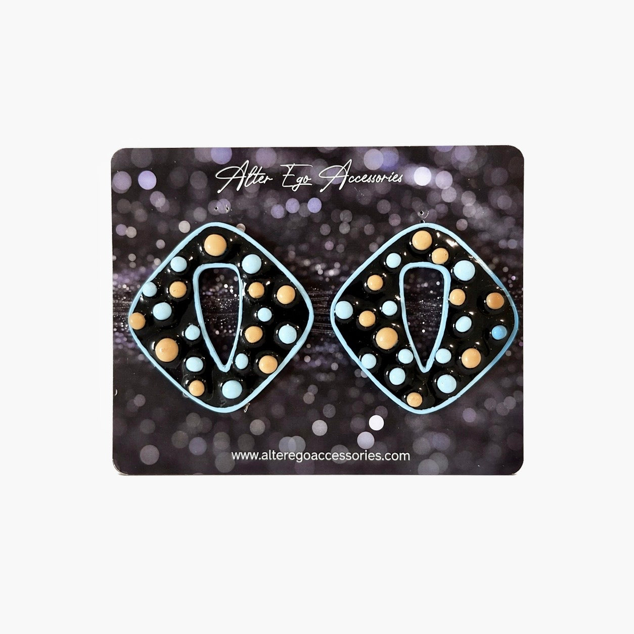 Pebble Currant Statement Earrings | Elemental Curve Collection | Marbled Polymer Clay | Stainless Steel Posts