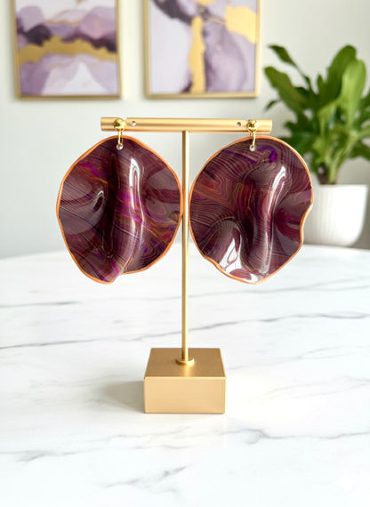 Amara - Handmade Polymer Clay Statement Earrings – Lightweight Wavy Stud Earrings | Bold Modern Art Jewelry