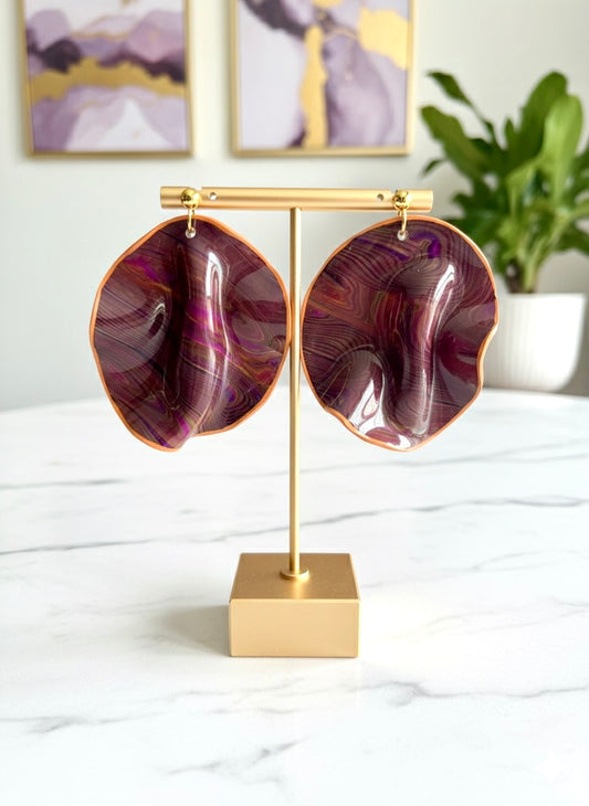 Amara - Handmade Polymer Clay Statement Earrings – Lightweight Wavy Stud Earrings | Bold Modern Art Jewelry