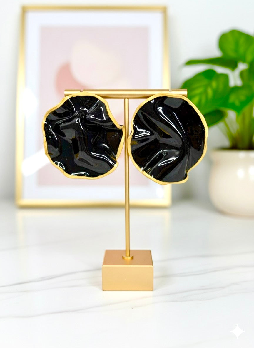 Amara - Handmade Polymer Clay Statement Earrings – Lightweight Wavy Stud Earrings | Bold Modern Art Jewelry