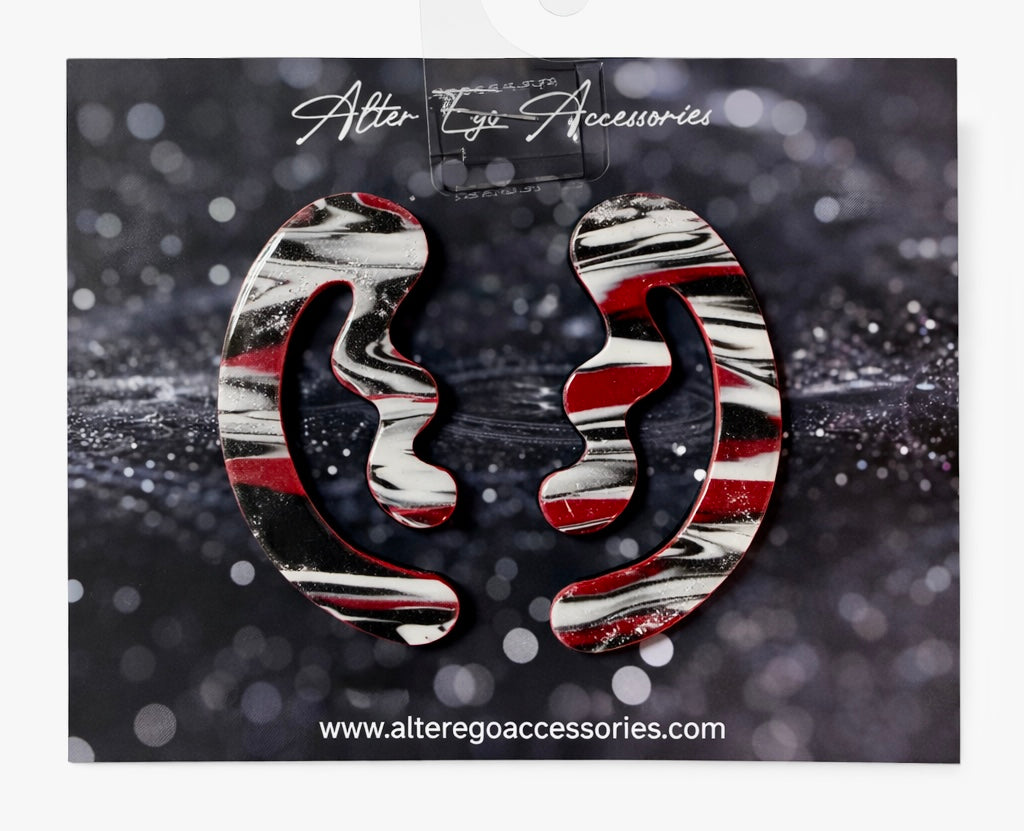 Bloom Curved Polymer Clay Earrings – 2.5” Lightweight Statement Earrings, Abstract Handmade Curved Earrings