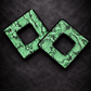 Jungle Luxe Green Snakeskin Statement Earrings – Faux Leather Wood & Acrylic | Circle Drop & Diamond Square Lightweight Earrings