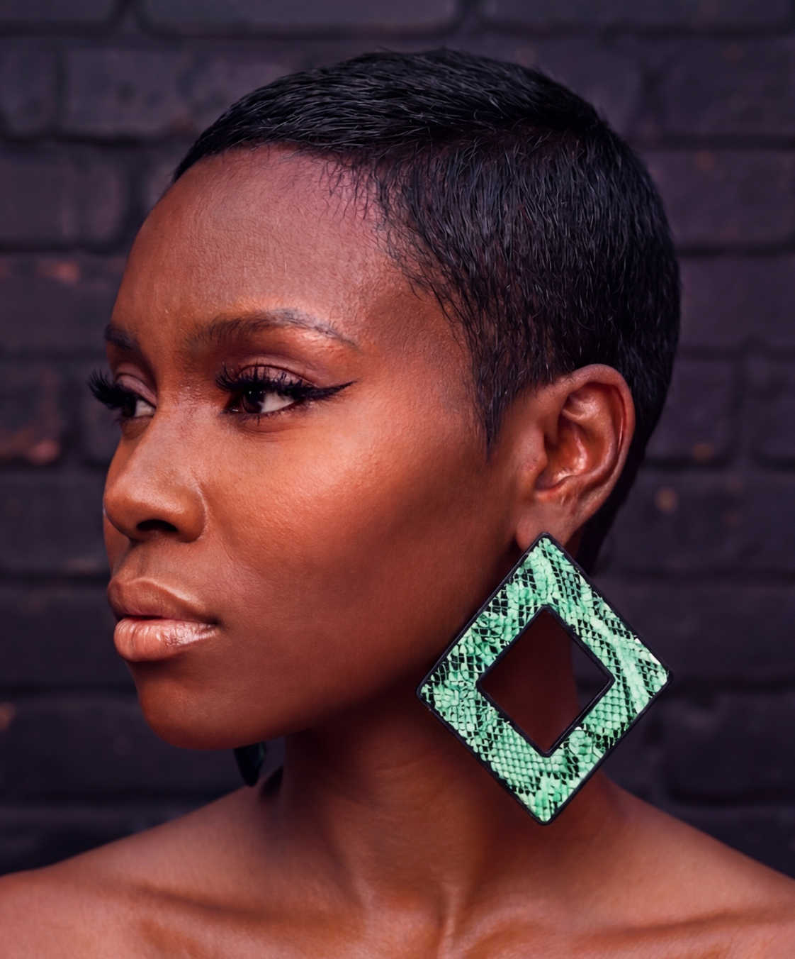 Jungle Luxe Green Snakeskin Statement Earrings – Faux Leather Wood & Acrylic | Circle Drop & Diamond Square Lightweight Earrings