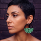Jungle Luxe Green Snakeskin Statement Earrings – Faux Leather Wood & Acrylic | Circle Drop & Diamond Square Lightweight Earrings