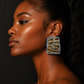 Marble Currant Statement Earrings | Elemental Curve Collection | Marbled Polymer Clay | Stainless Steel Posts