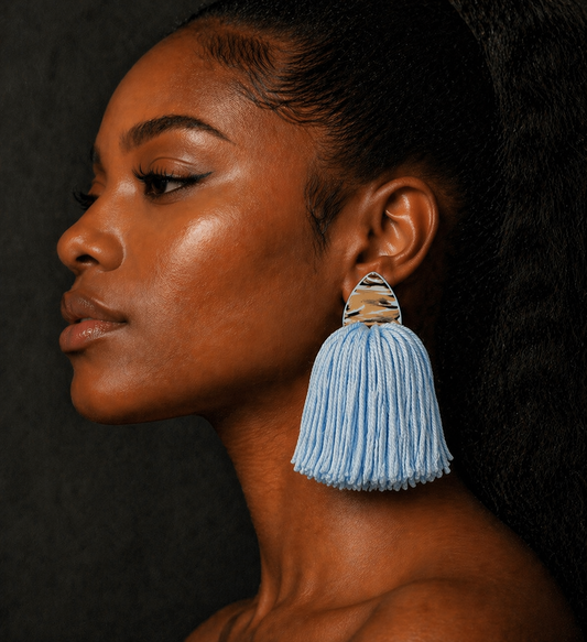 Blue Mirage Zuri Mini Tassel Earrings – 2” Lightweight Statement Earrings | Elemental Curve Collection