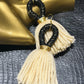 Gold Metallic Stud Tassel Earrings