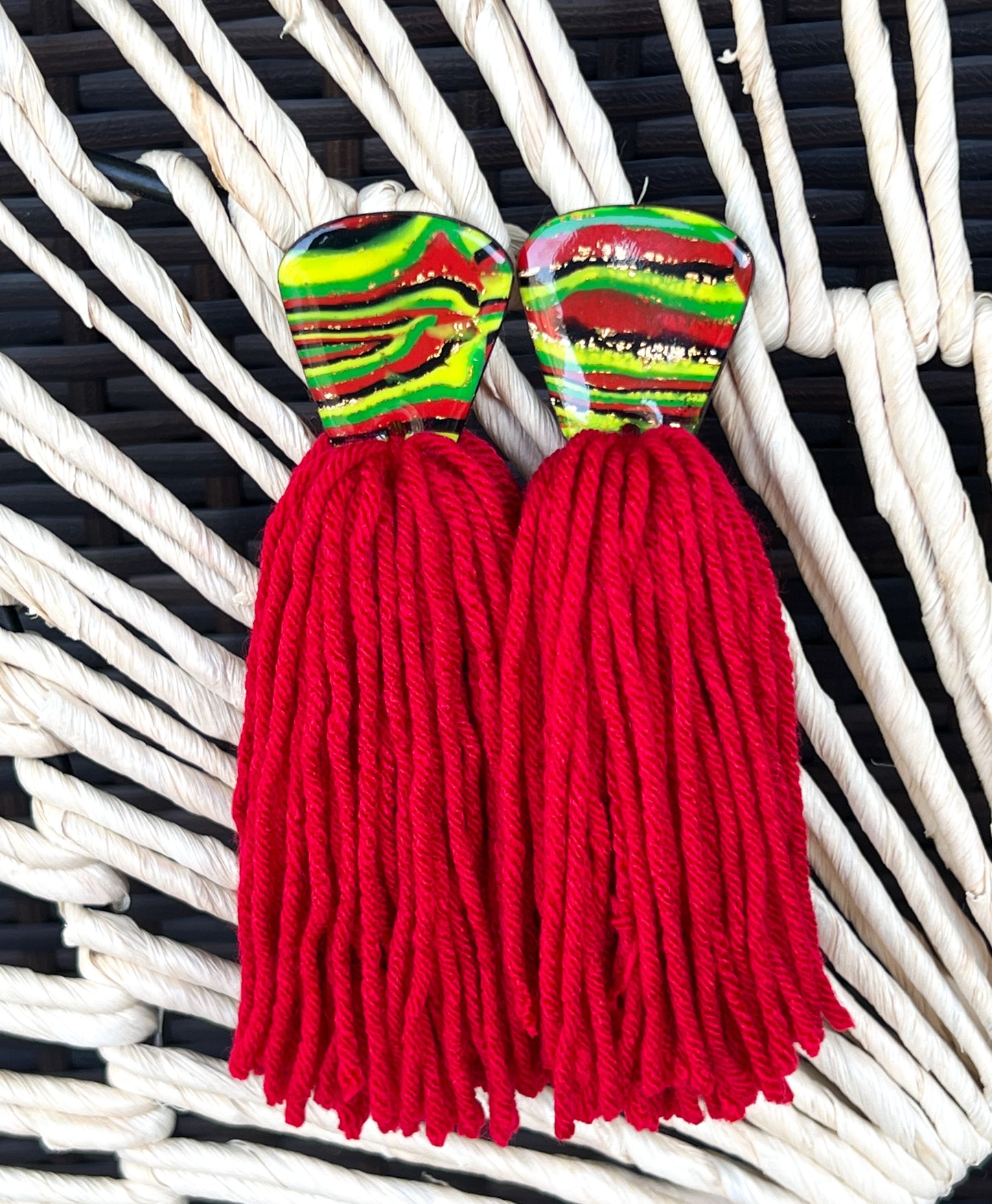 Marlie Tassels Earrings | Heritage Colors  | Yarn Earrings