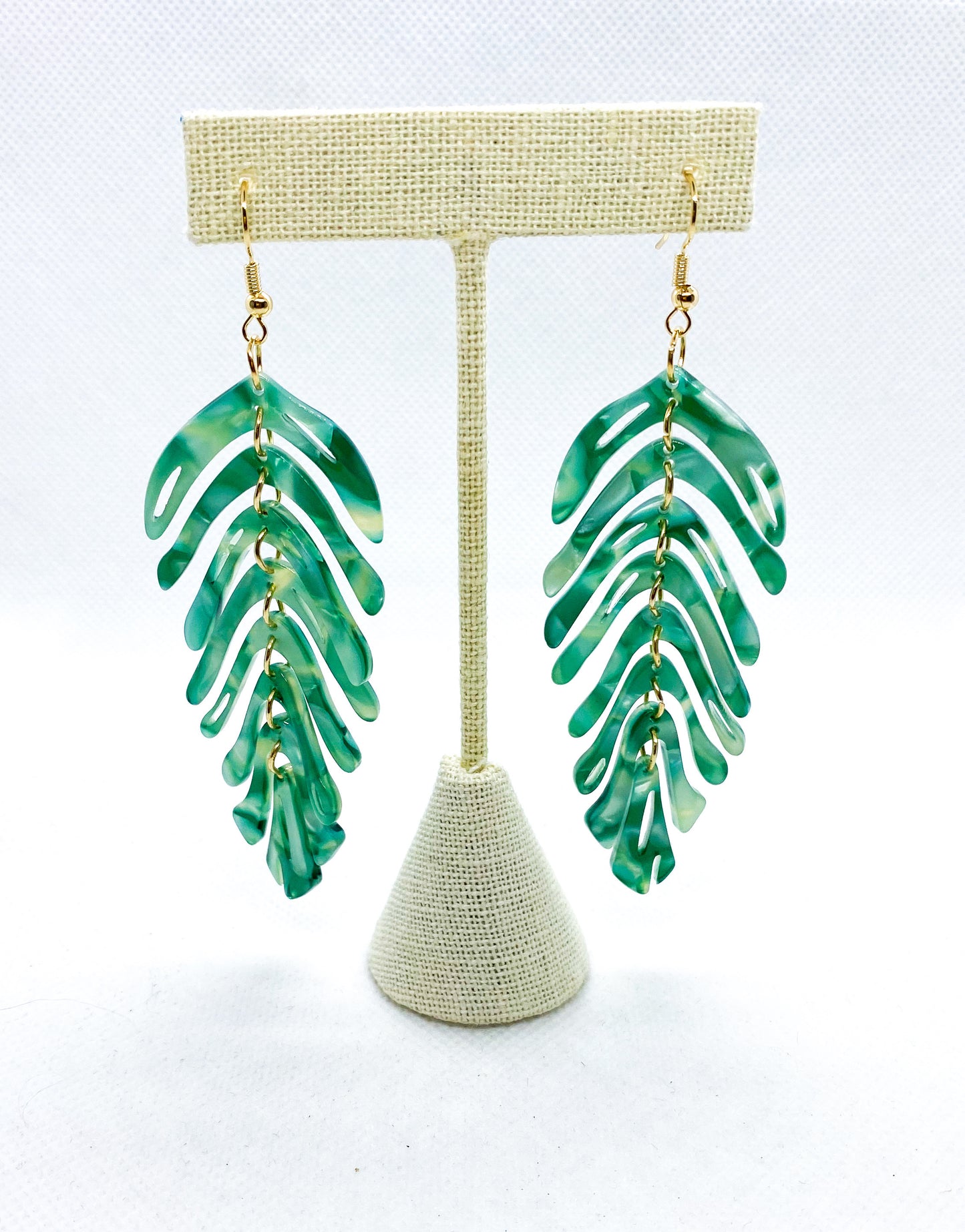 Marble Acrylic Leaf Earrings