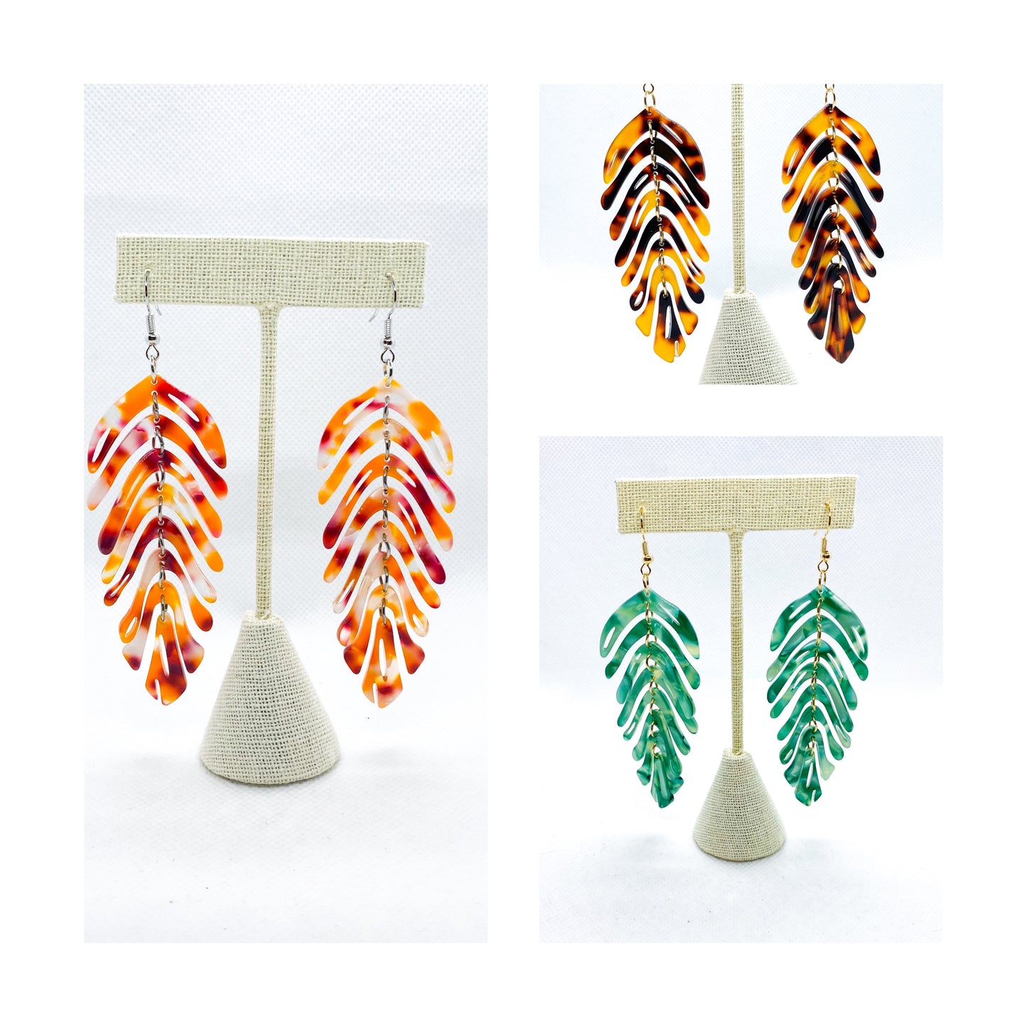 Marble Acrylic Leaf Earrings