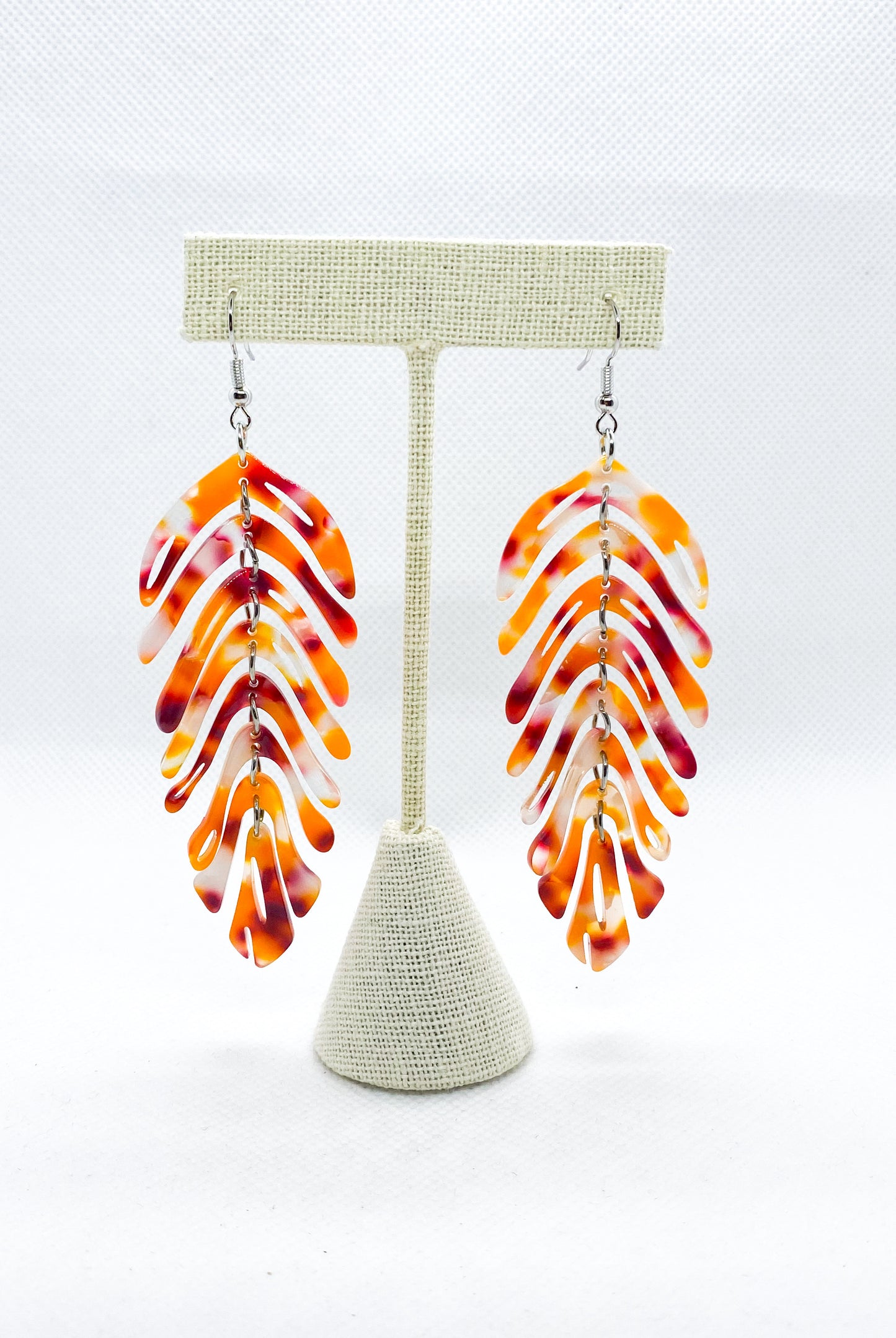 Marble Acrylic Leaf Earrings