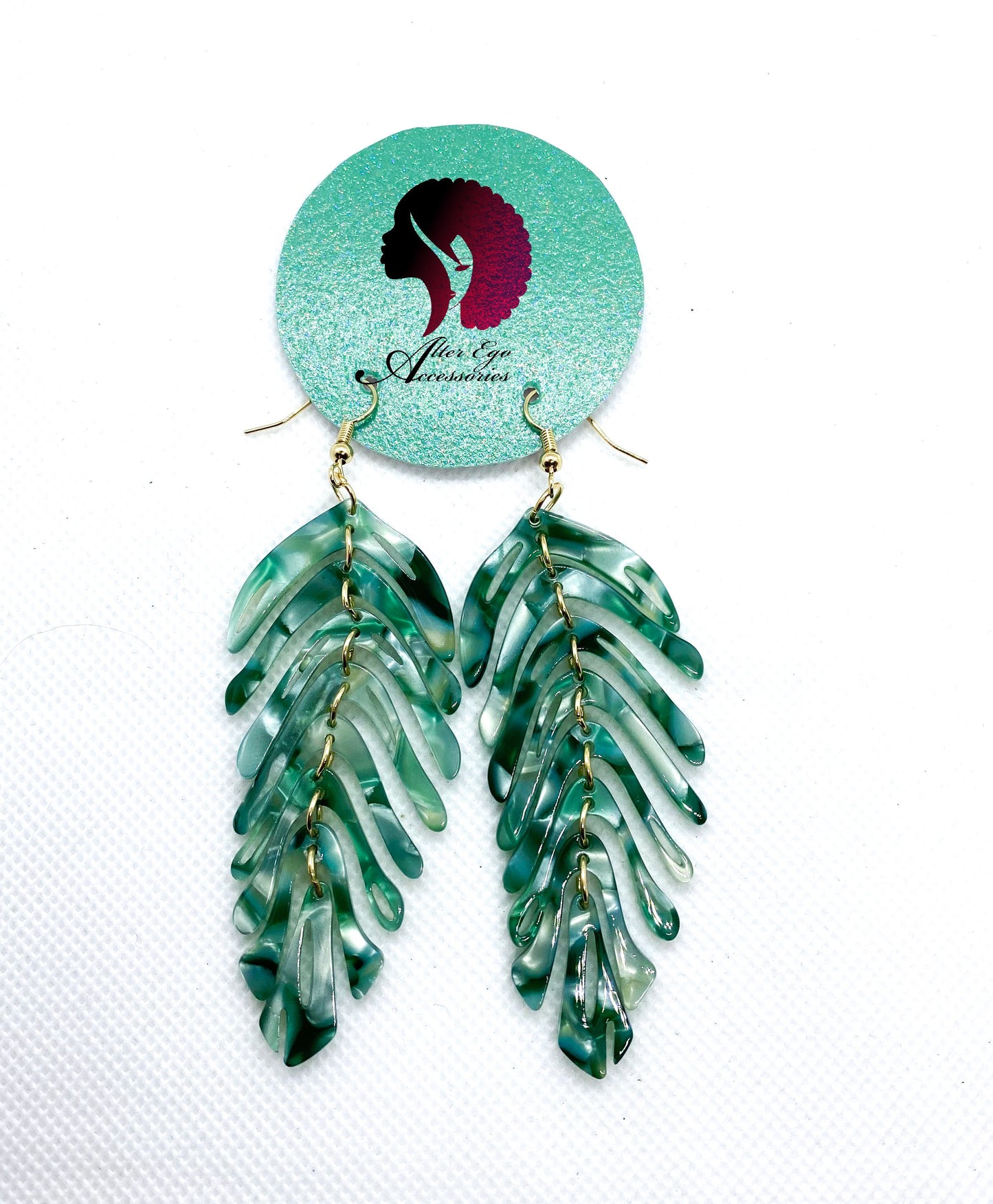 Marble Acrylic Leaf Earrings