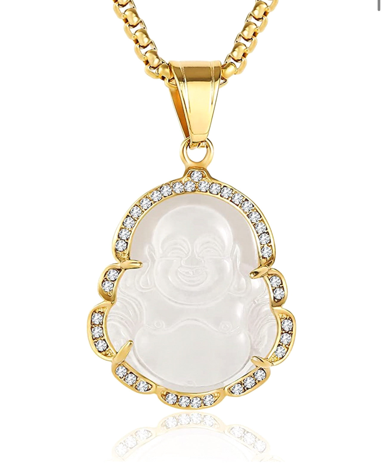 Crystal Gemstone Buddha Necklace | Gemstone Buddha Necklace