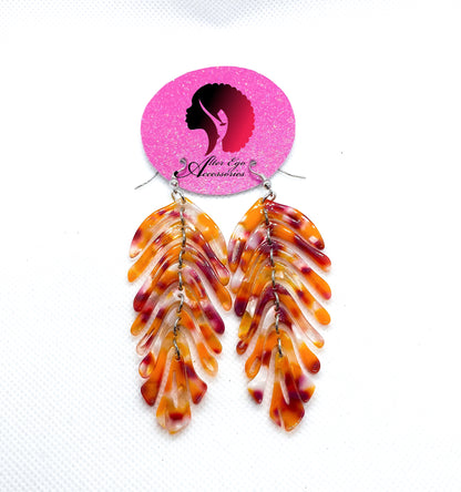 Marble Acrylic Leaf Earrings